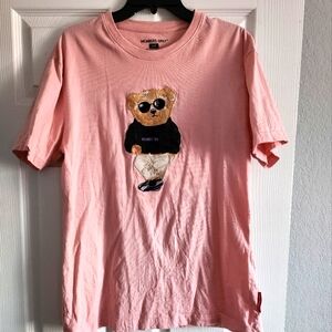 Pink Members Only T-Shirt with Bear Design